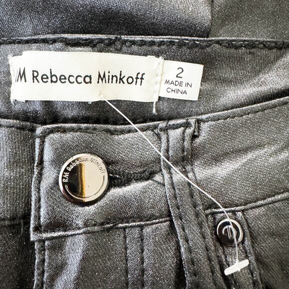 Rebecca Minkoff Glittery Wax Coated Skinny Jeans Black Sparkly Size 2 NWOT - Picture 11 of 11